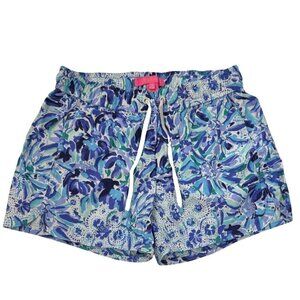 LILLY PULITZER Luxletic Run Around Shorts Women XXS Blue Multi Dopamine Hot Pant